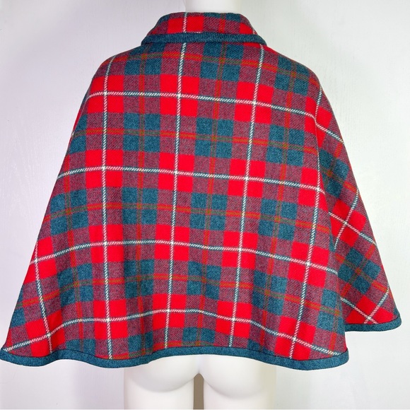 VINTAGE Bobby Brooks button up tartan plaid cape coat - Picture 5 of 10